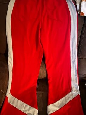 Fashion Nova Red Jogger Pants with White Side Stripes